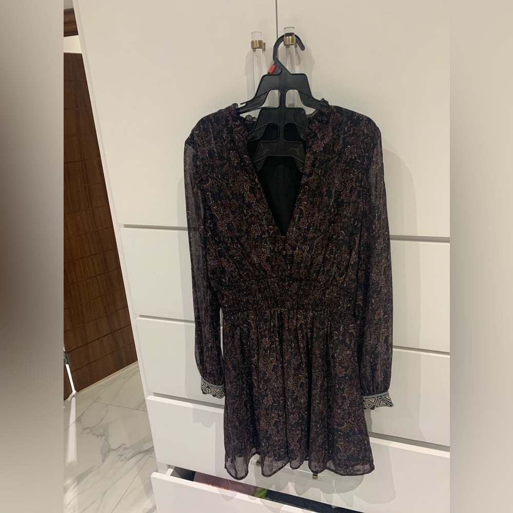 Black Mini Floral Dress Zara